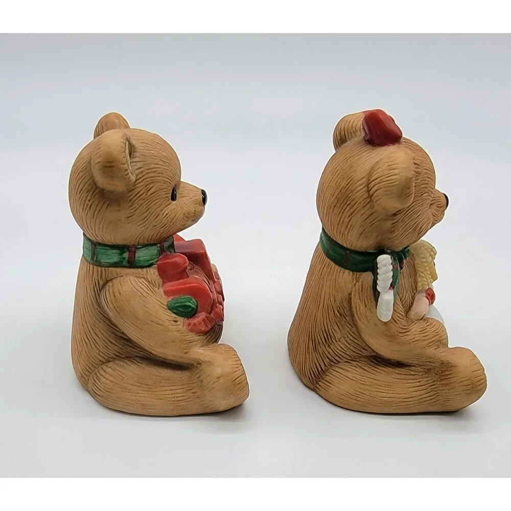 Homco Teddy Bear Figurines Christmas W/ Train and Doll 5560